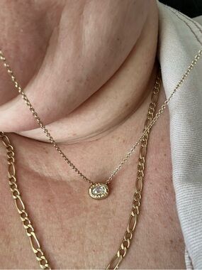 Coach Gold Pendant Necklace with Clear Stone Accent